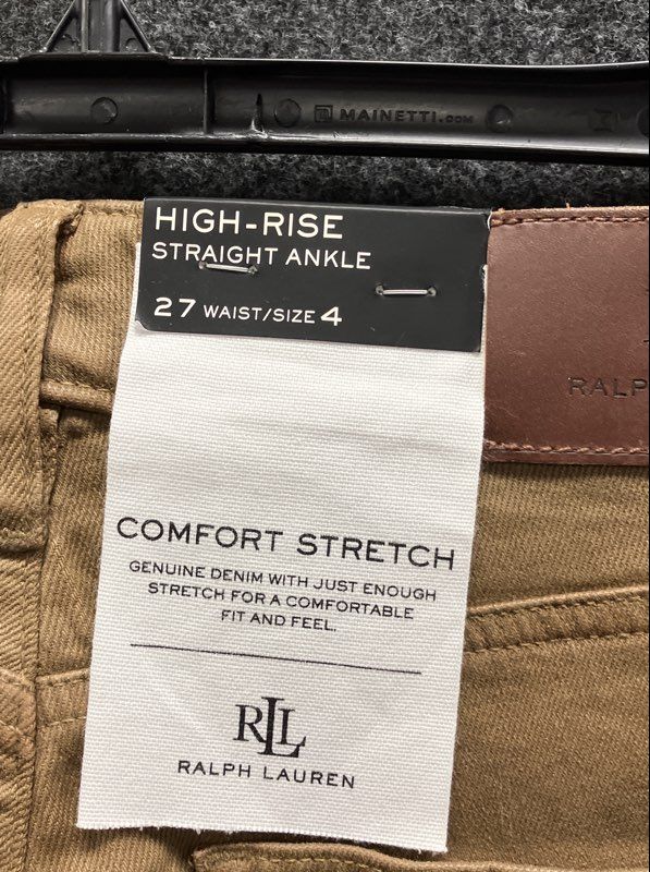 Lauren Ralph Lauren Women's Khaki High-Rise Straight Ankle Jeans Sz 4 NWT