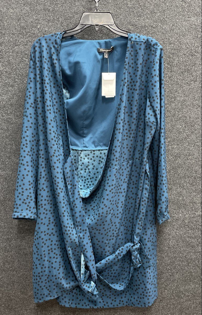 Banana Republic Women's Teal Polka Dot Long Sleeve Wrap Dress Size 6 NWT