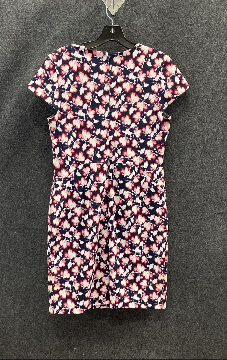 Banana Republic Women's Navy Pink Floral Cap Sleeve V-Neck Fitted Dress Sz 4