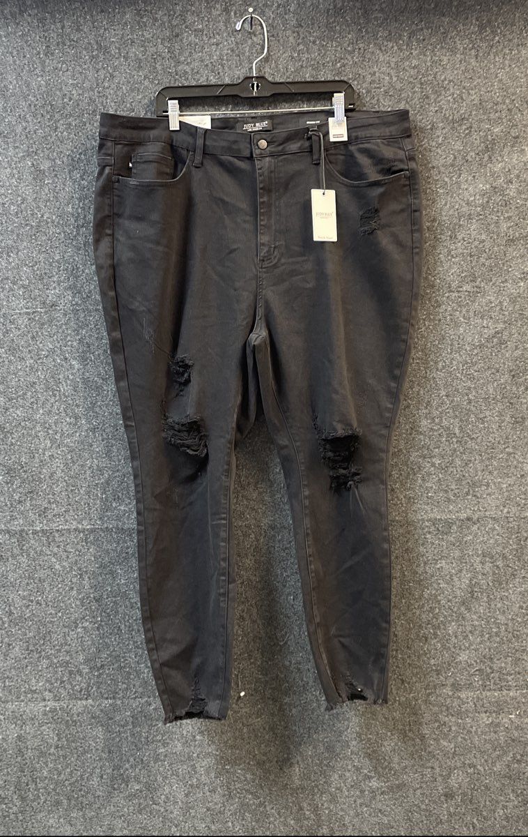 Judy Blue Women's Black Skinny Fit Distressed High Waist Jeans Sz 24W NWT