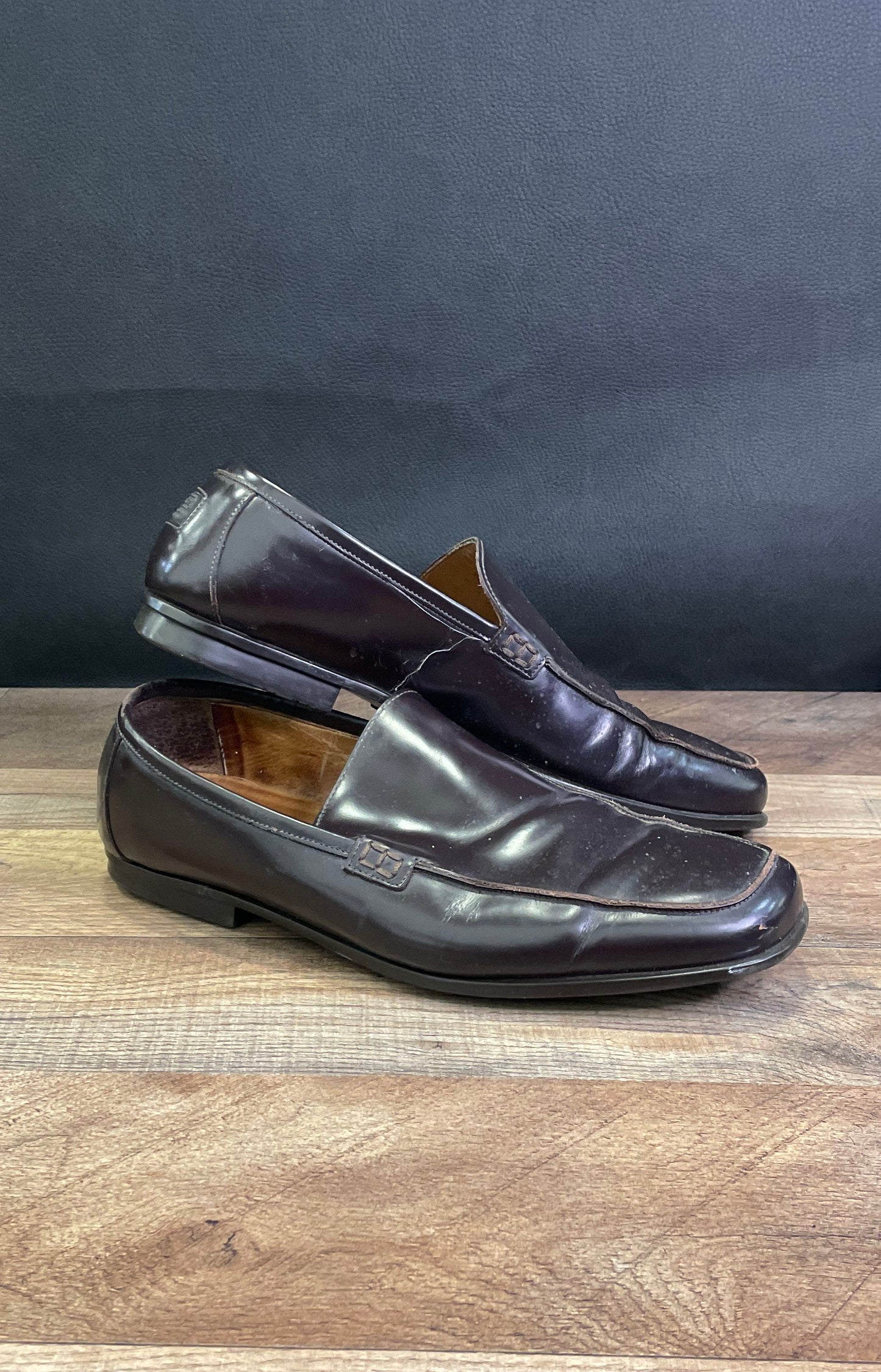 Coach Jerry Dark Brown Leather Moc Toe Loafers Made in Italy Men's Size 12D