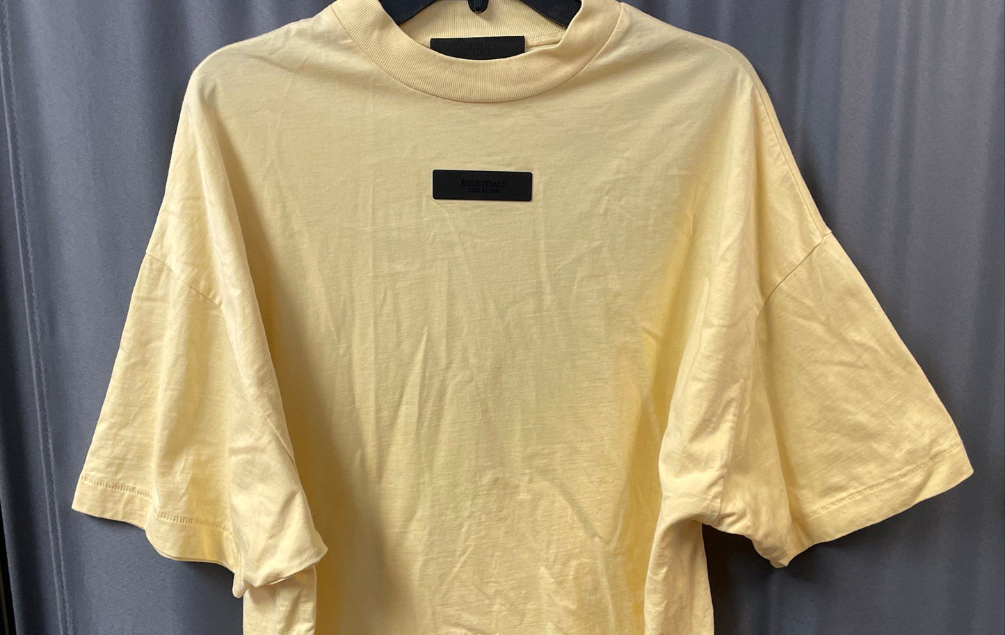 Fear of God Essentials Men's Yellow Mock Neck Boxy Short Sleeve Tee Size S