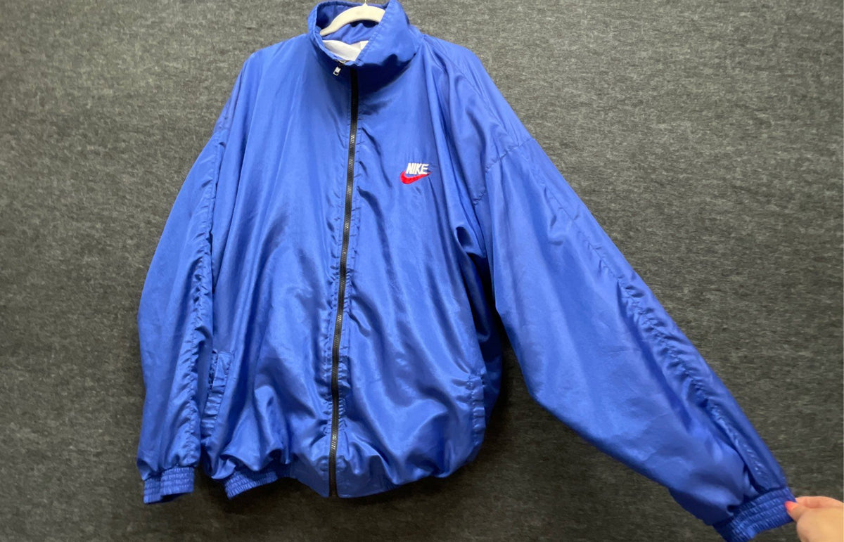 Nike Men's Vintage 90s Blue Windbreaker Full Zip Jacket Size M