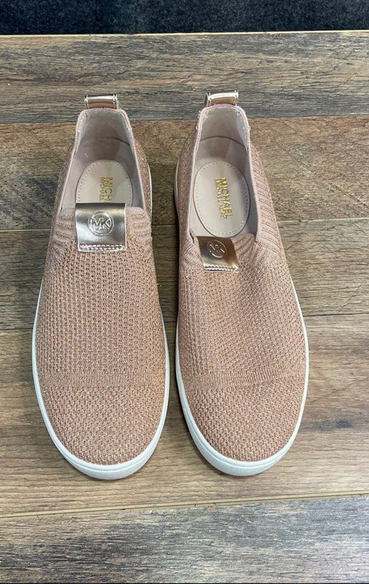 Michael Kors Bodhi Rose Gold Metallic Knit Slip-On Sneakers Women's Size 6.5