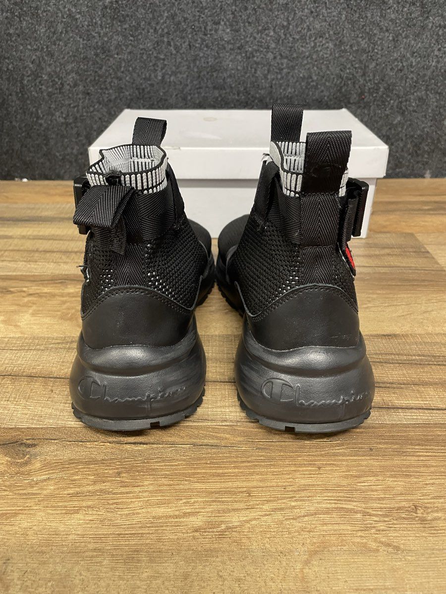 Champion Hyper Future Black White Red Buckle Strap High Top Sneakers Size 7.5