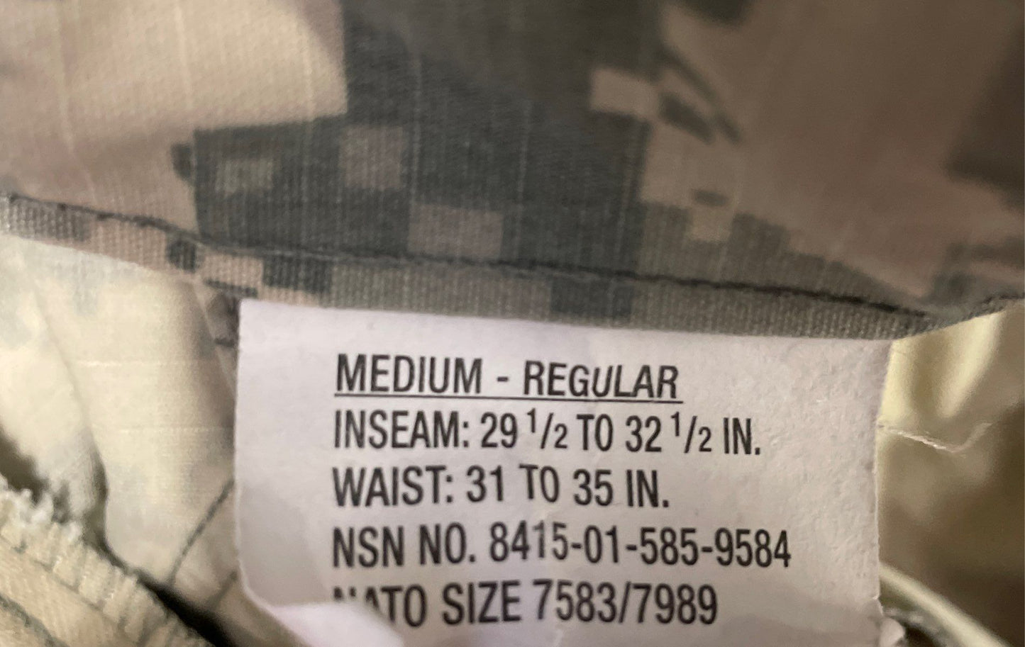 US Army Men's ACU Digital Camo Army Combat Uniform Trousers Insect Guard Med Reg