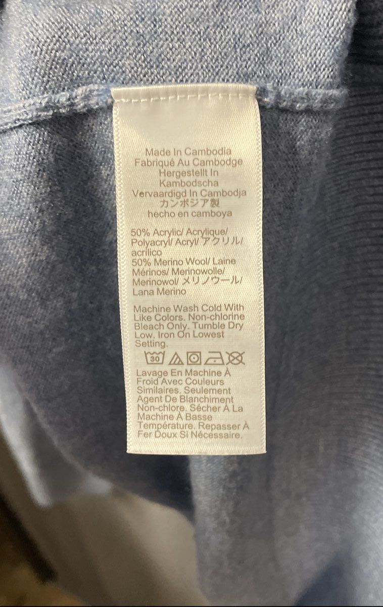 J. Crew Men's Blue Merino Wool Blend 1/4 Zip Pullover Sweater Size L