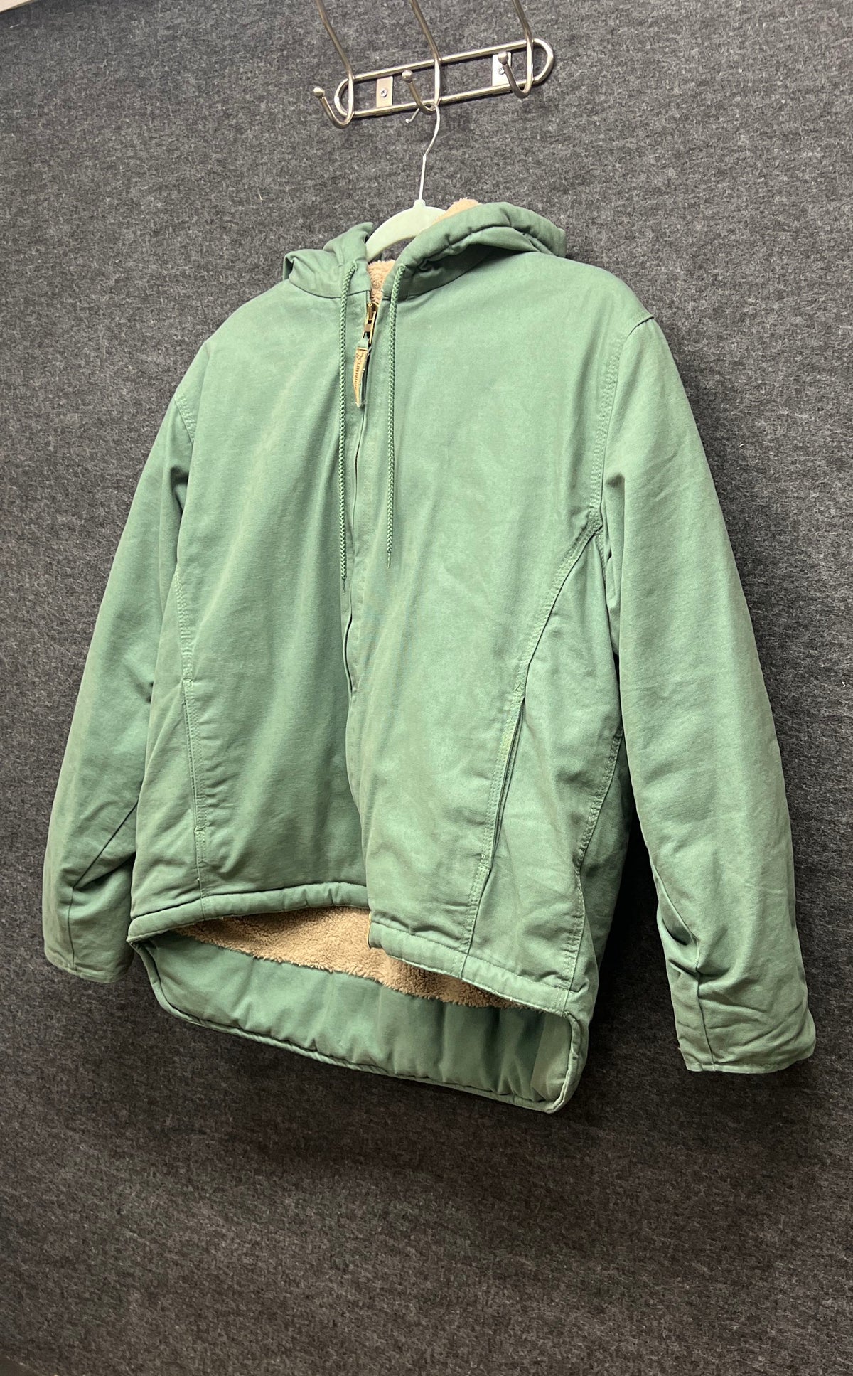 C.E. Schmidt Women's Green Sherpa Lined Hooded Workwear Jacket Sz L 14-16