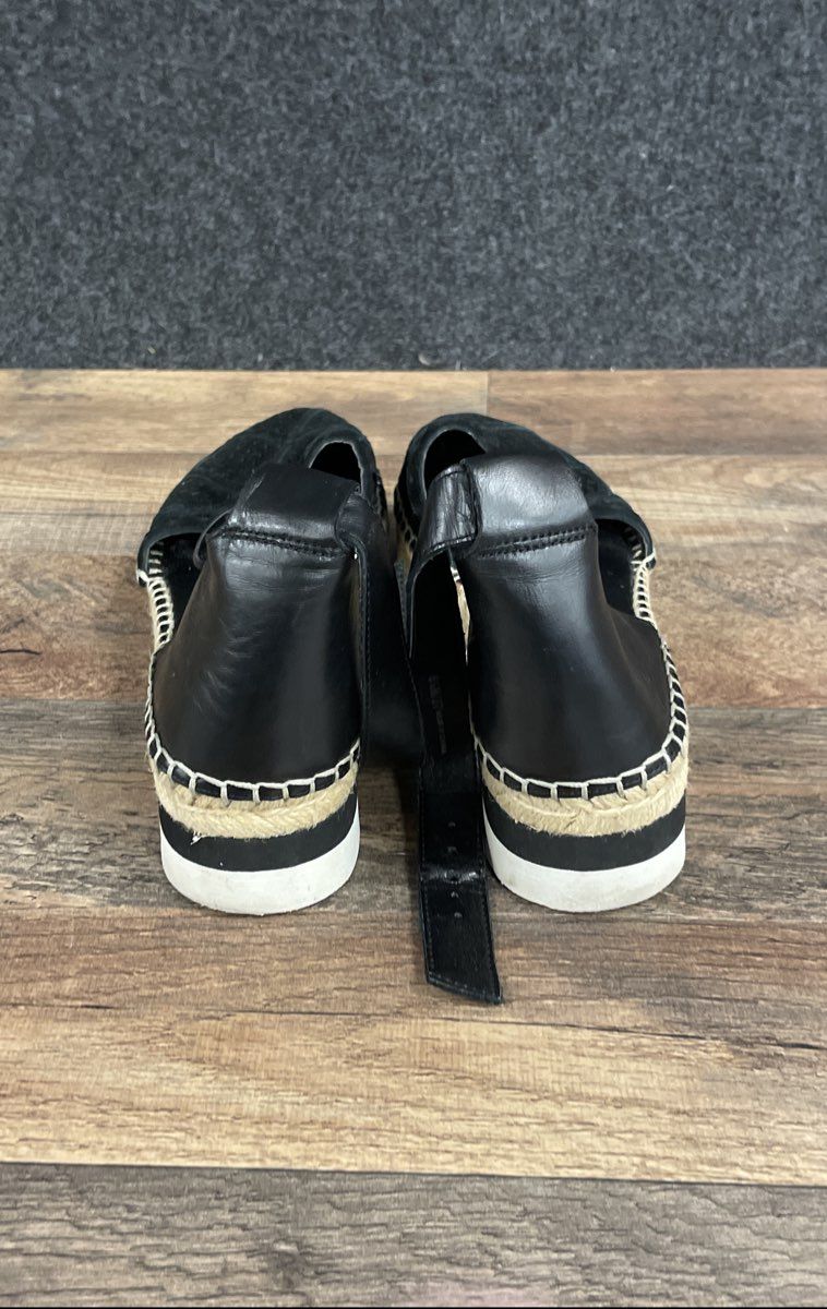 Vince Camuto Black Suede Laser Cut Platform Espadrille Sandals Size 6.5