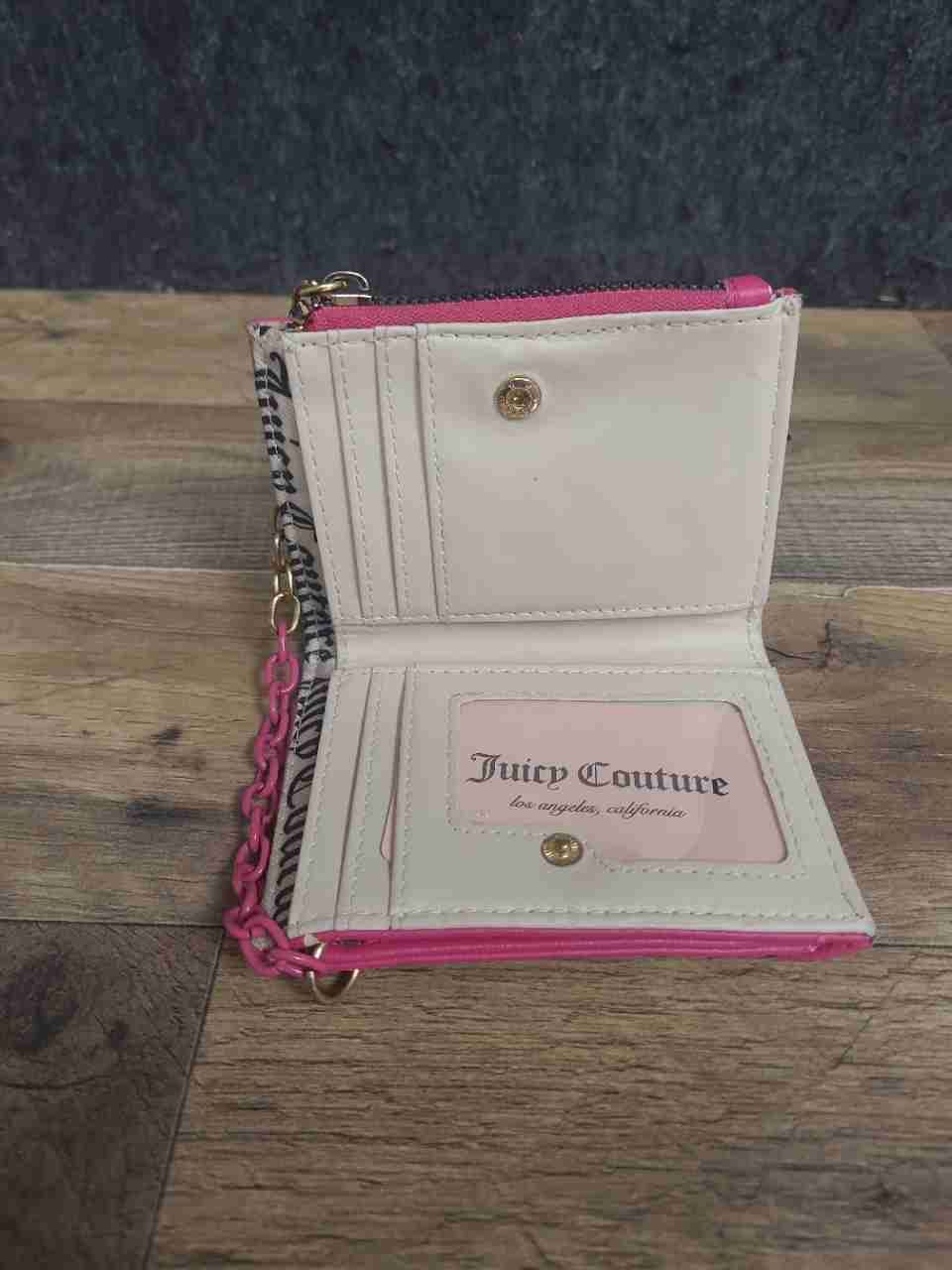 Juicy Couture Pink Leather & Black Velvet Wallet Card Holder Lot of 2