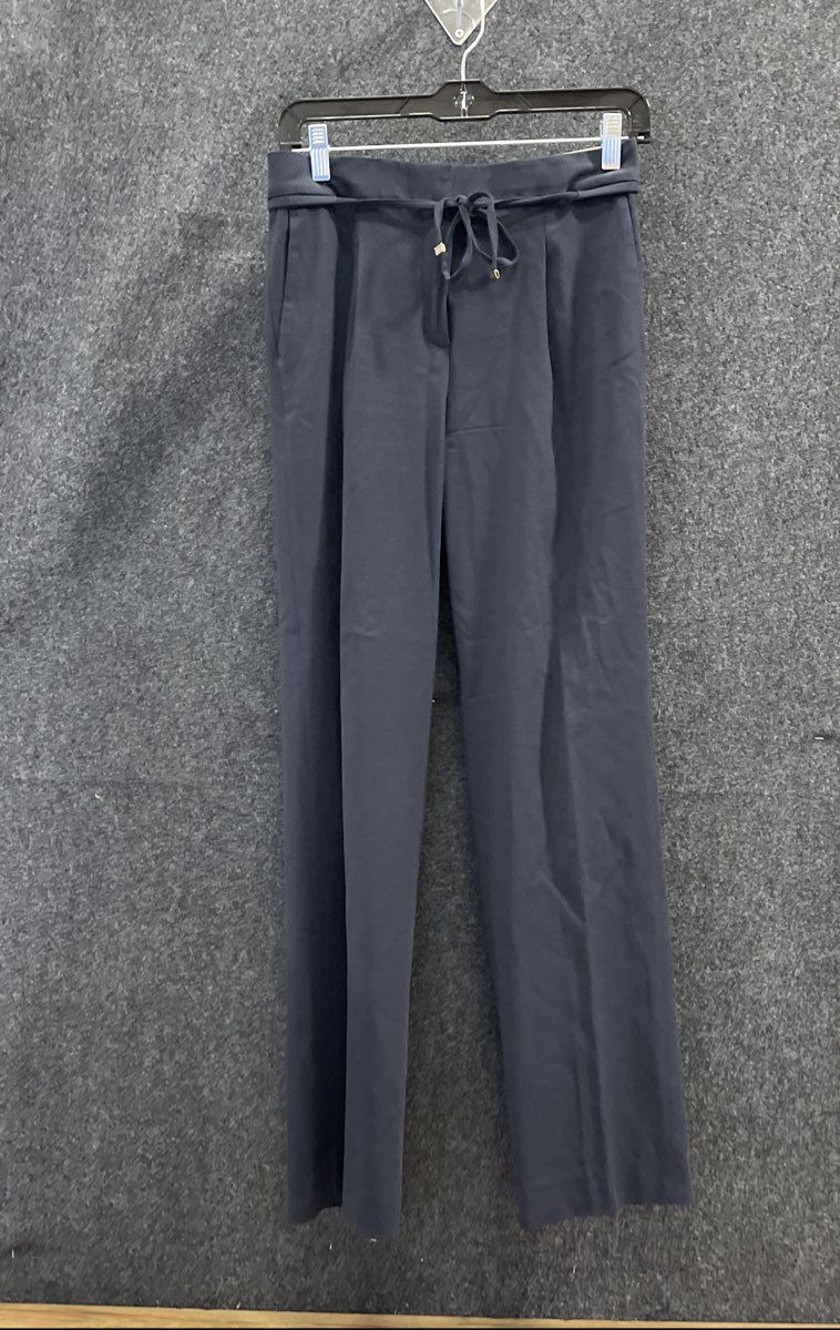 Massimo Dutti Women's Blue Drawstring Waist Straight Leg Pants Sz 6