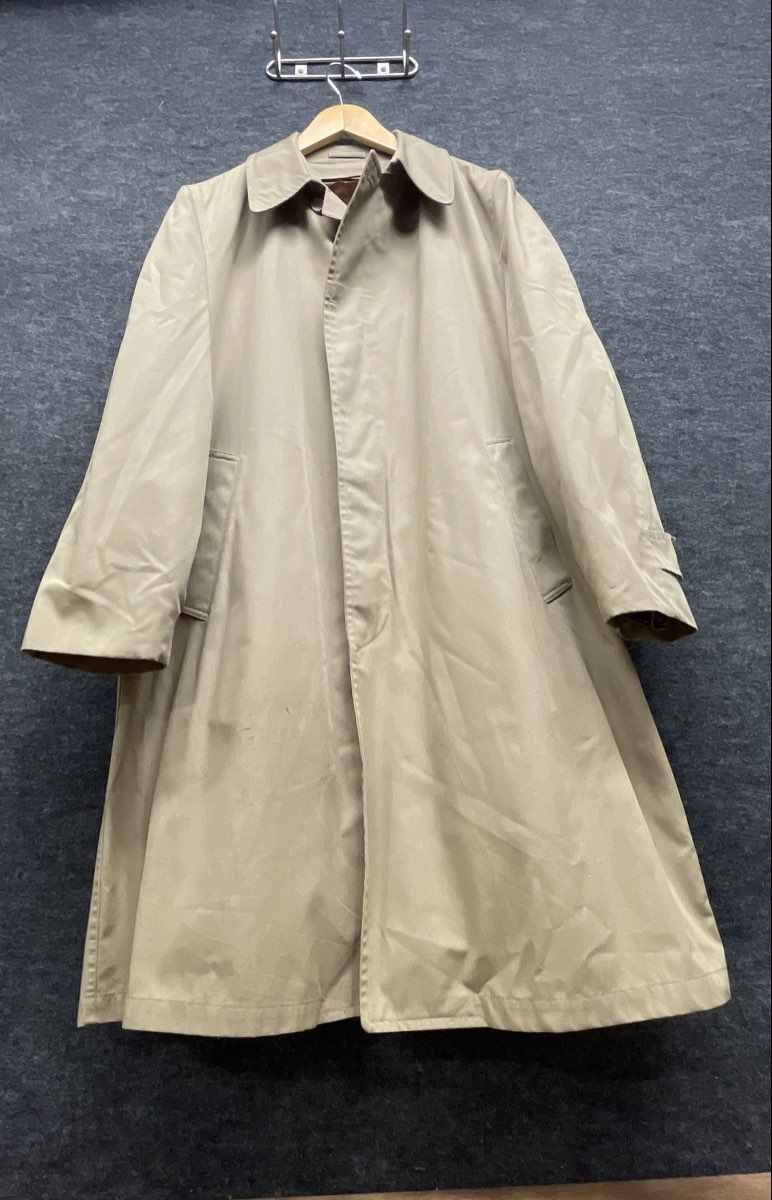 Vintage 80s London Fog Men's Tan Maincoat Trench Coat Zip-Out Liner Sz 42 Long