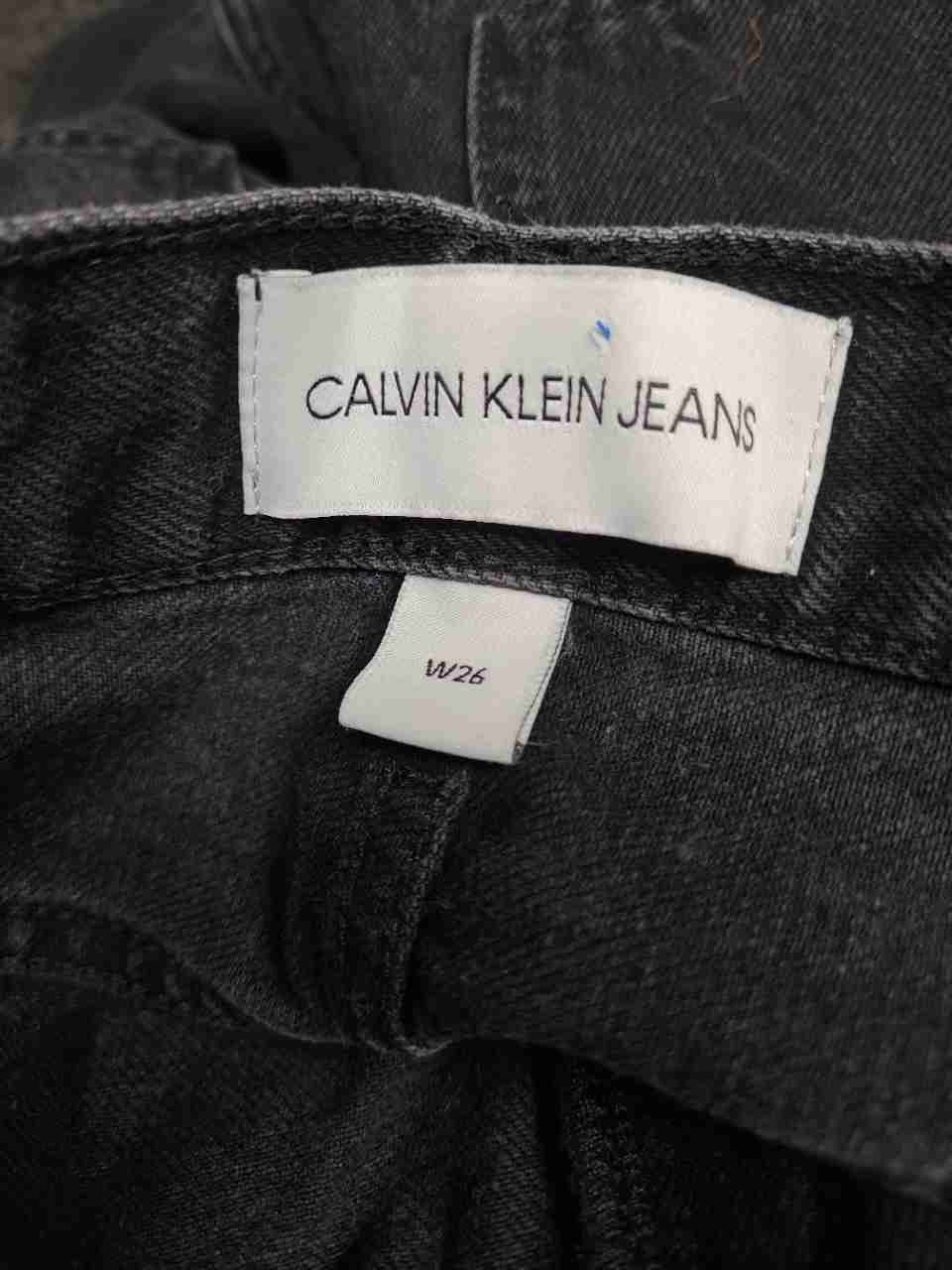 Calvin Klein Jeans Women's High Rise Relaxed Washed Black Cotton Jeans Sz 26
