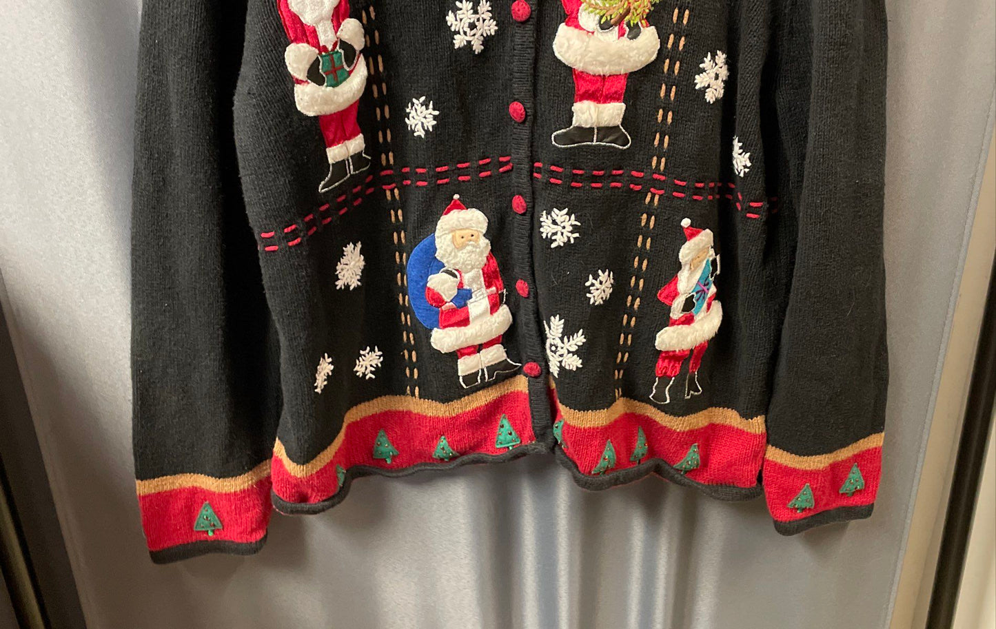 Vintage 90s Designers Originals Studio Joy Women's Christmas Santa Cardigan L