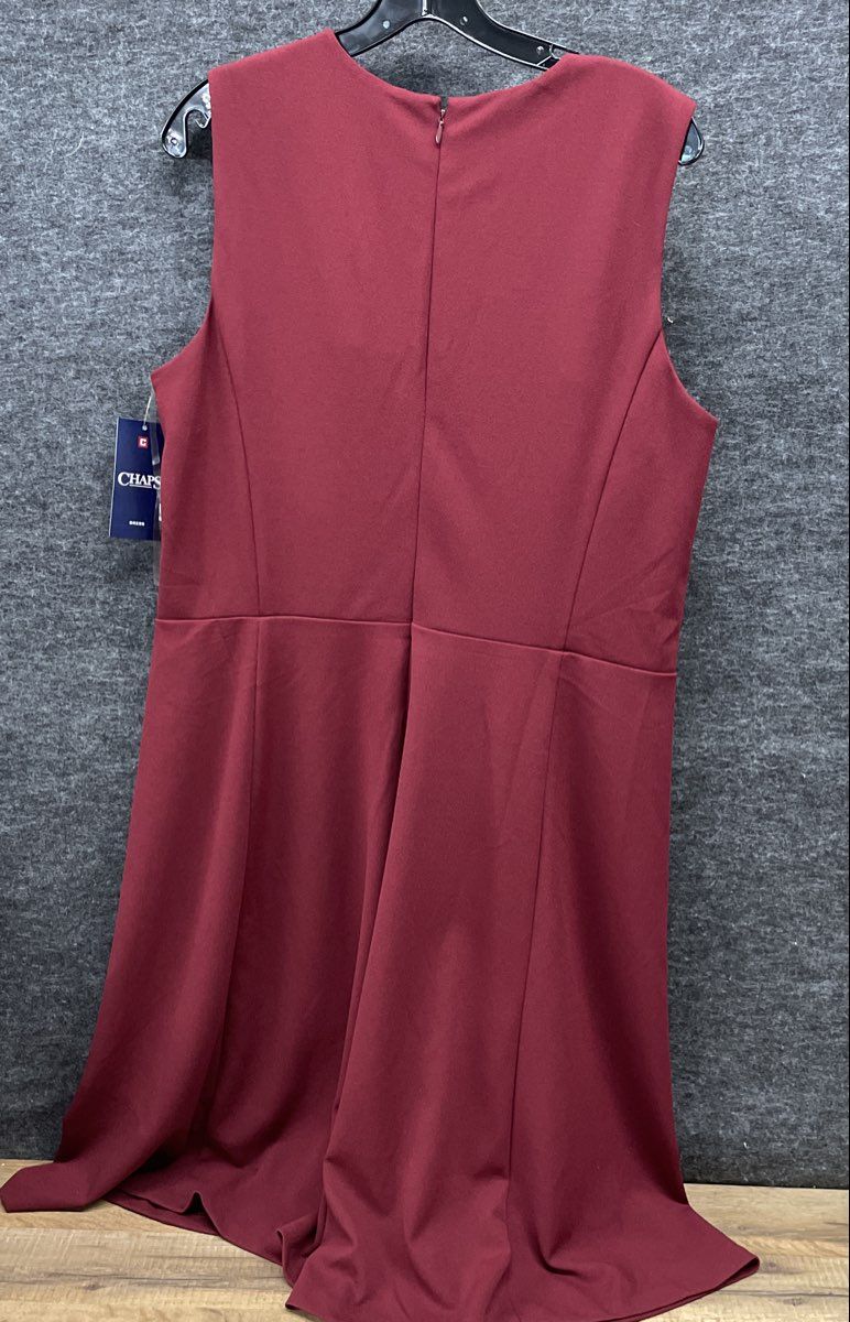 Chaps Women's Burgundy Red Sleeveless Fit and Flare Zipper Dress Size 16 NWT