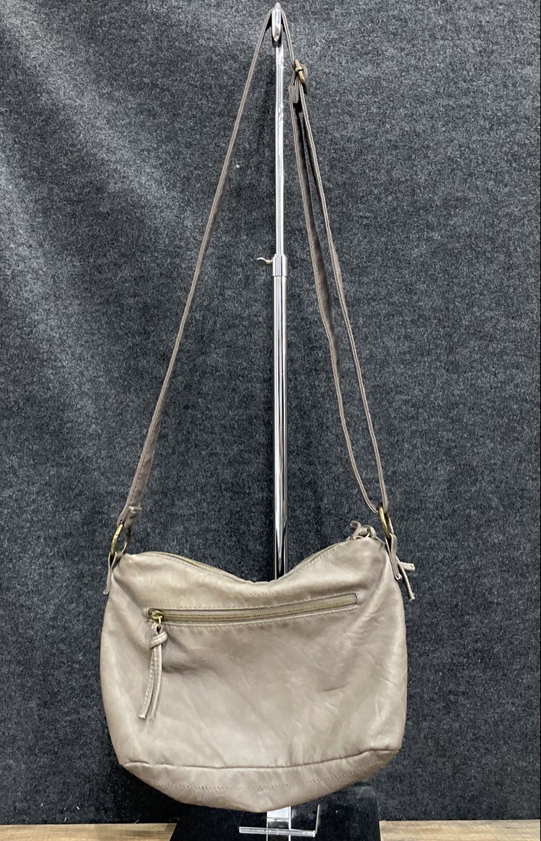 Stone Mountain Grey Leather Multi-Pocket Crossbody Shoulder Bag
