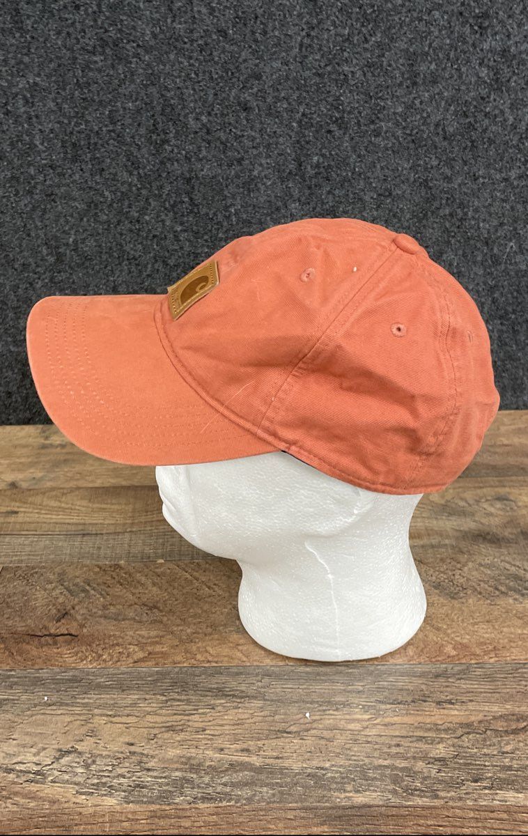 Carhartt Men's Hat Orange Canvas Cotton Logo Patch Adjustable Strapback Sz OS
