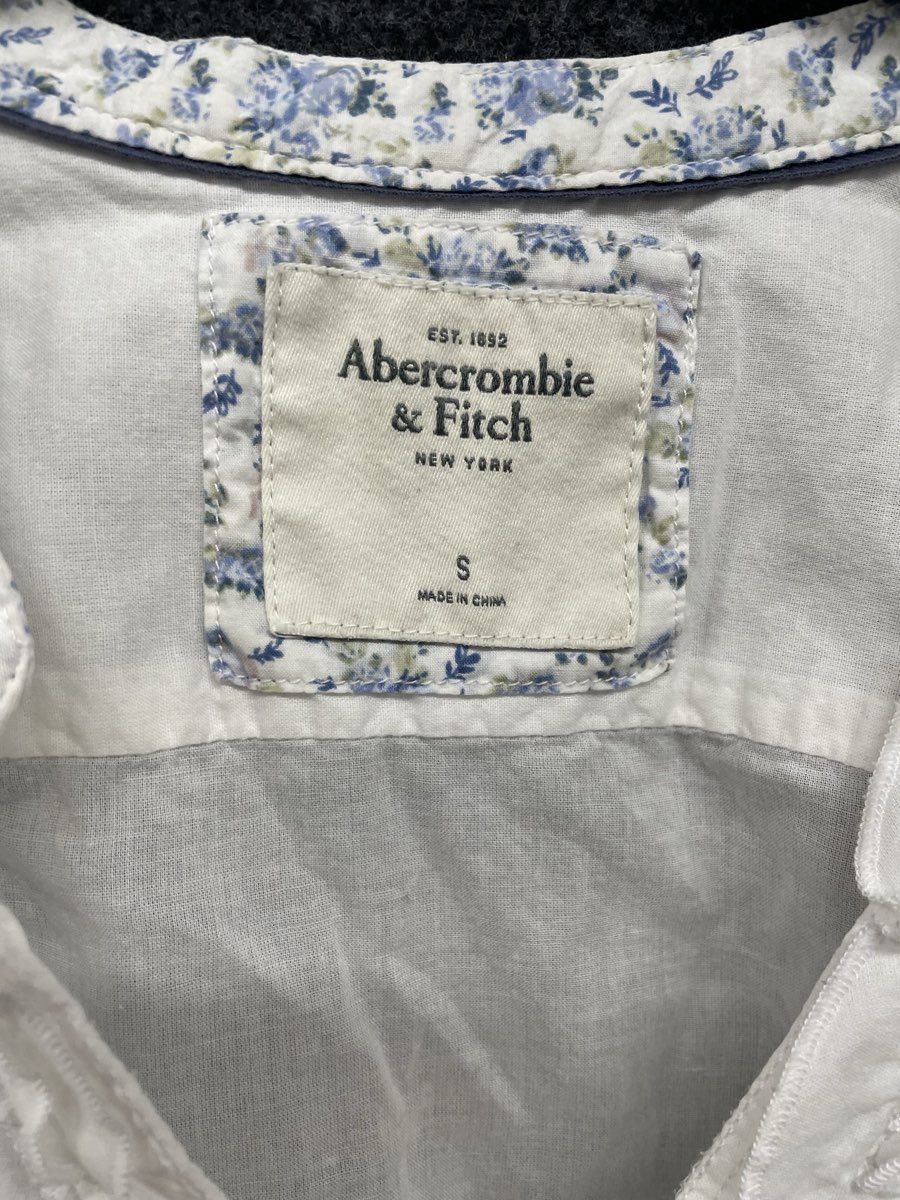 Abercrombie & Fitch Women's White Ruffle Trim Long Sleeve Cotton Shirt Blouse S