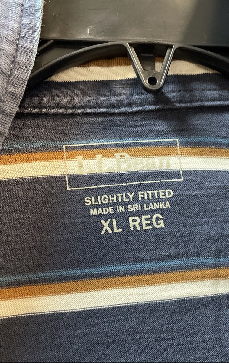 L.L. Bean Men's Blue Striped Organic Cotton Long Sleeve Polo Shirt Sz XL