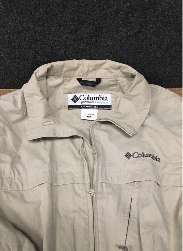Columbia Men's Beige Full Zip Windbreaker Jacket Cotton Blend Sz M