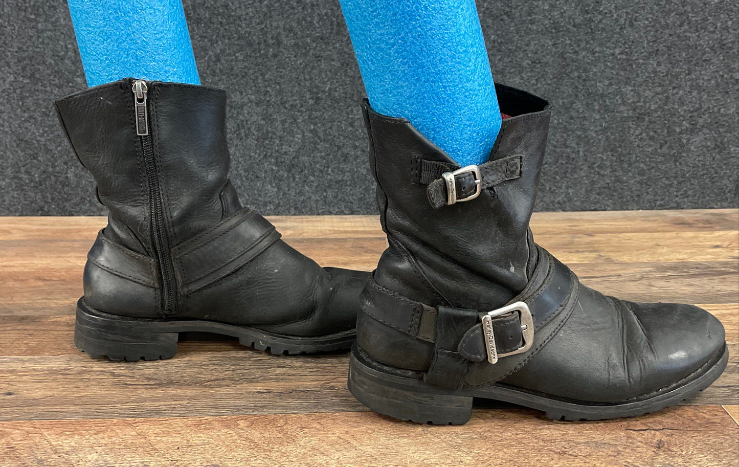 Harley-Davidson 84488 Black Leather Harness Motorcycle Boots Women's 9