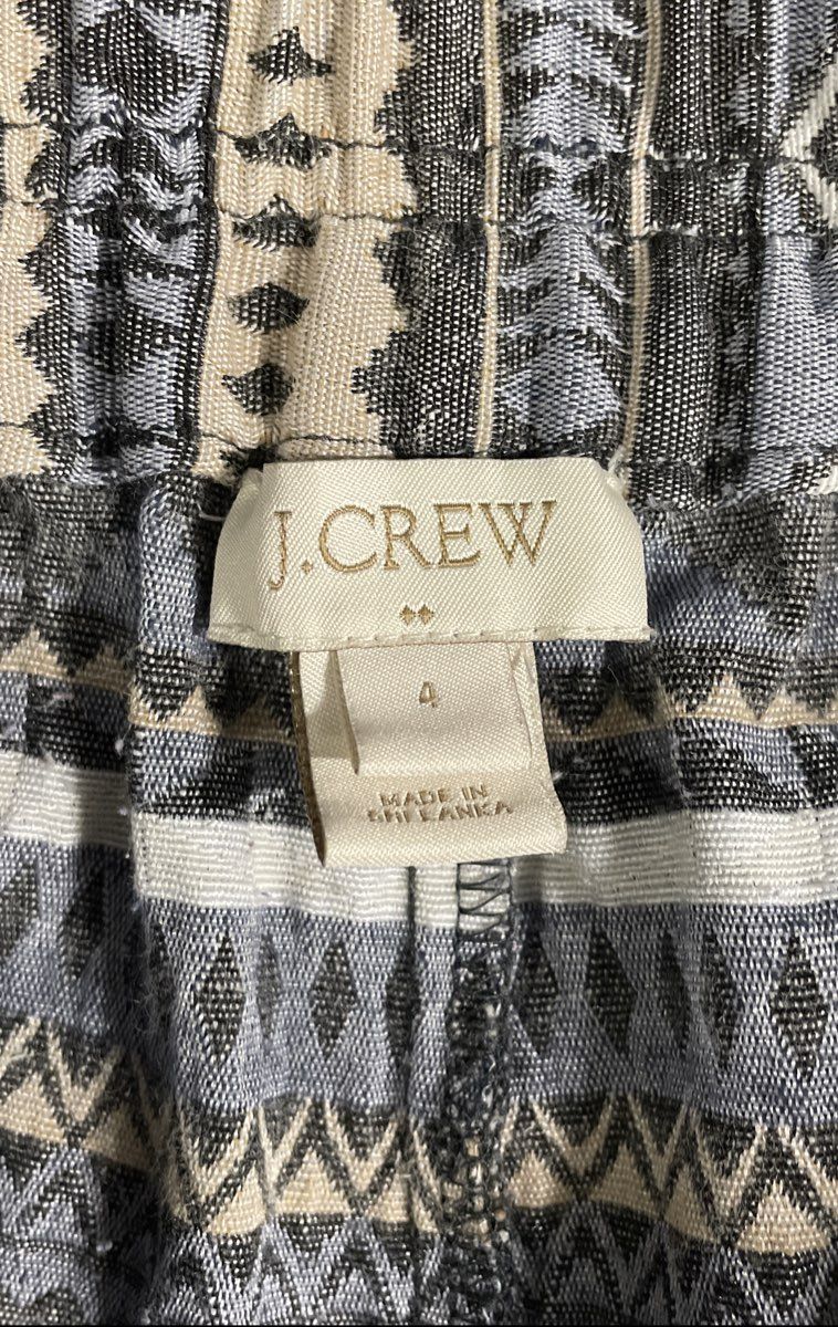 J. Crew Women's Blue Gray Geometric Aztec Print Elastic Waist Shorts Sz 4