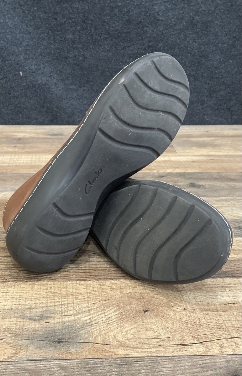 Clarks Collection Brown Leather Suede Side Zip Women's Clogs Size 11
