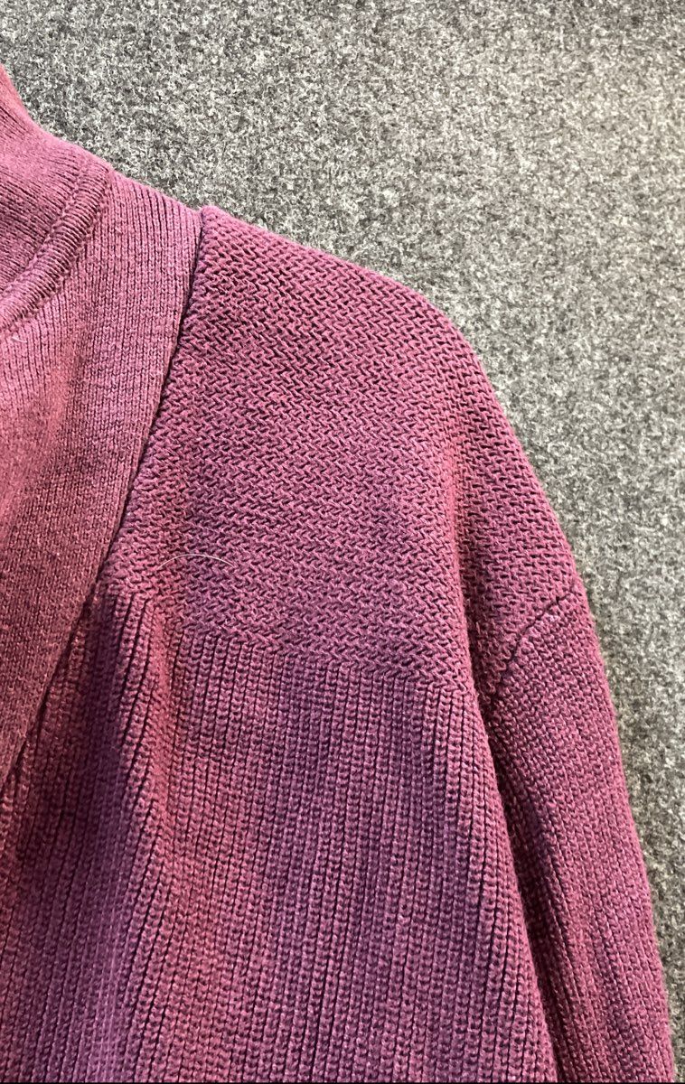 Vintage 90s Eddie Bauer Men's Purple Cotton Ribbed Button Neck Sweater Sz L