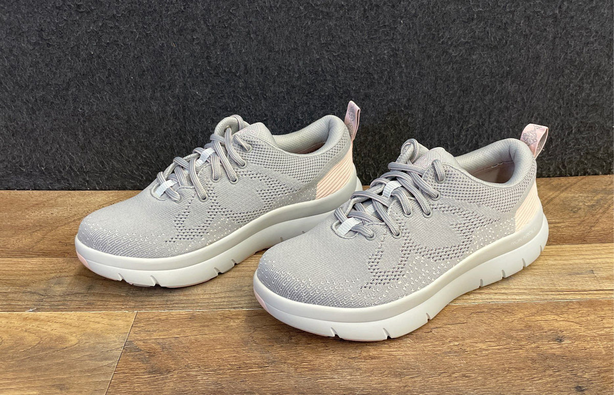 Alegria ROK n ROLL Q-Smidt Light Grey Pink Knit Sneakers Women's Size 38 US 8