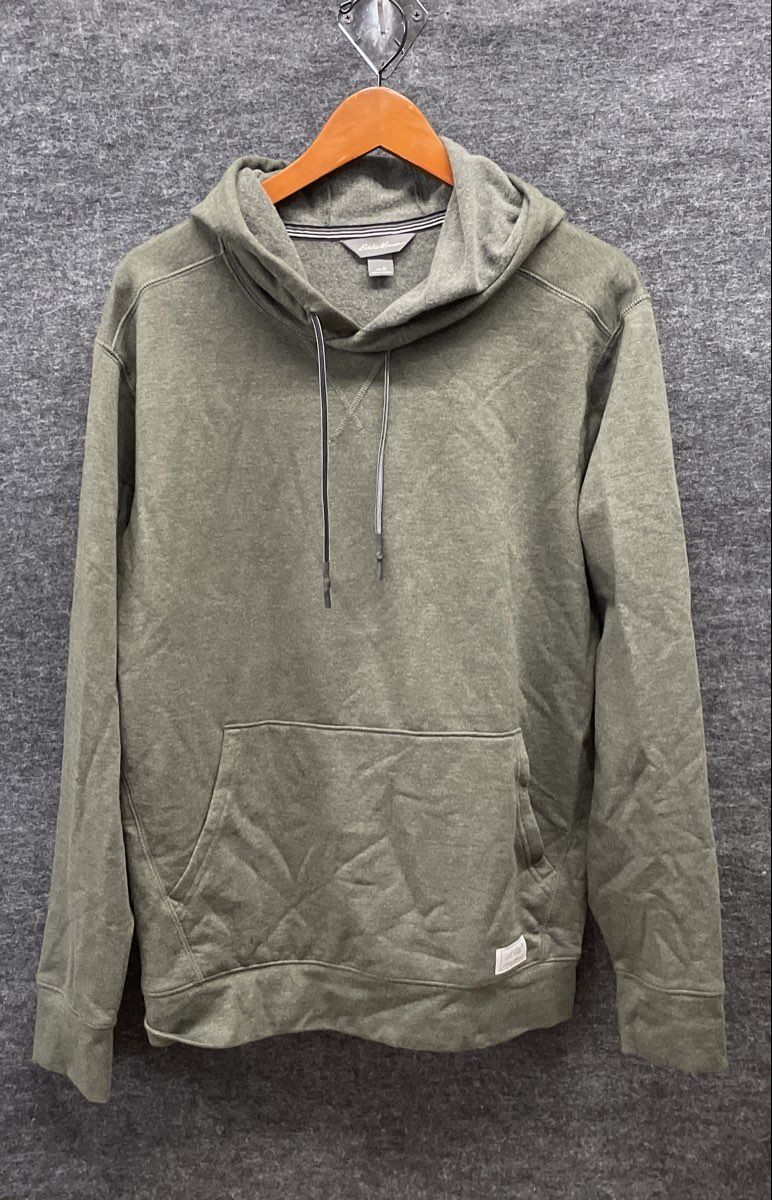 Eddie Bauer Men's Green Heathered Pullover Hoodie Kangaroo Pocket Sz M
