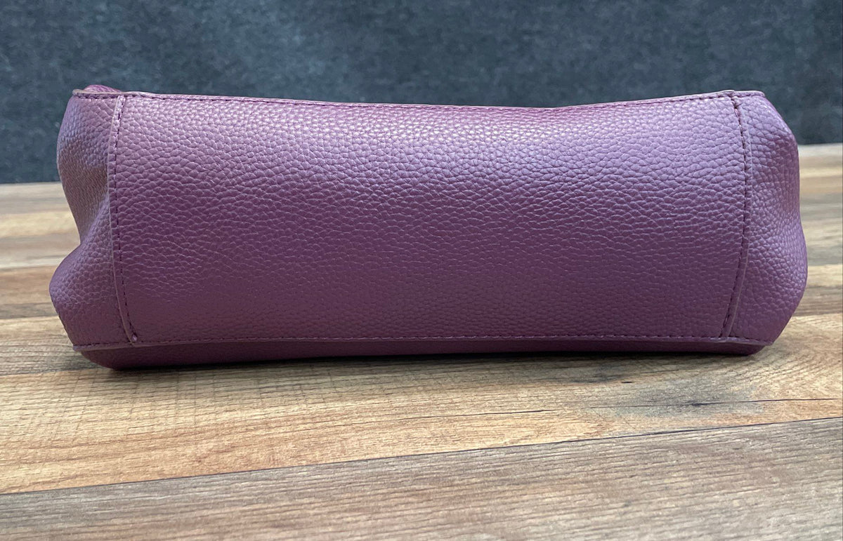 Nanette Lepore Purple Pebbled Leather Triple Zip Crossbody Shoulder Bag
