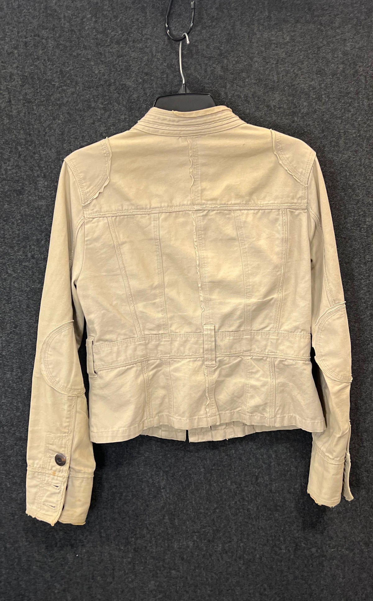 Vintage Y2K No Boundaries Women's Khaki Cotton Raw Seam Military Jacket Sz XL