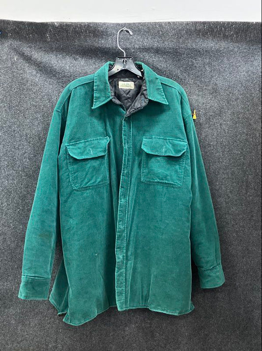 Vintage 90s Timber Trail Corduroy Quilted Lined Shirt Jacket Green Sz L