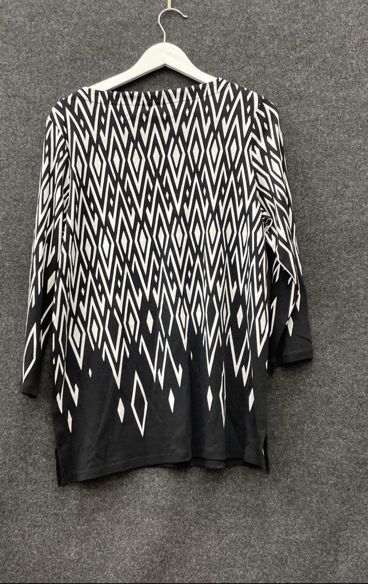 Rafaella Women's Deep Midnight Indigo Treasure Geometric Tunic Top NWT Sz L