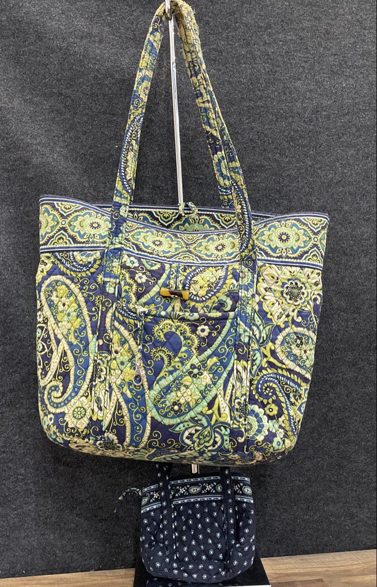 Vera Bradley Quilted Cotton Paisley Tote and Mini Handbag Purse Lot of 2