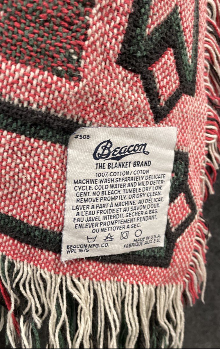 Beacon Woven Throw Blanket Santa Claus Christmas 100% Cotton Made in USA Vintage
