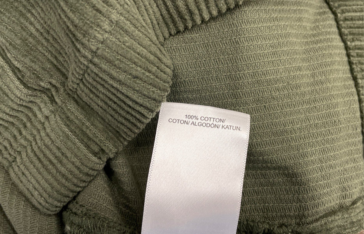 Lucky Brand Men's Green Corduroy Long Sleeve Snap Front Shirt Size Large