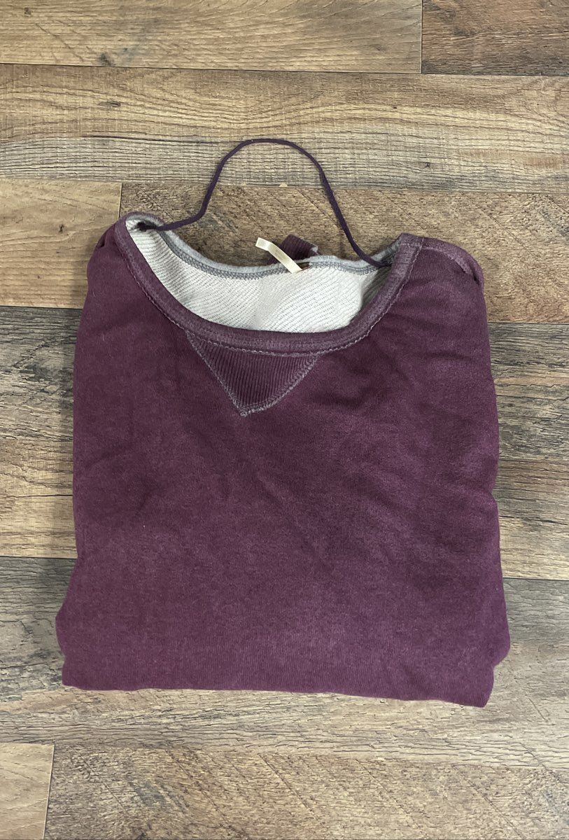 Free People Women's Plum Purple Beaded Sleeve Cropped Sweatshirt Pullover Sz XS