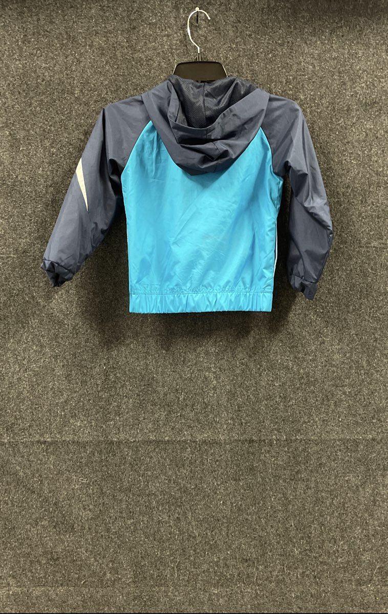 Nike Kids Blue Navy Swoosh Full Zip Hooded Windbreaker Jacket Size 5-6