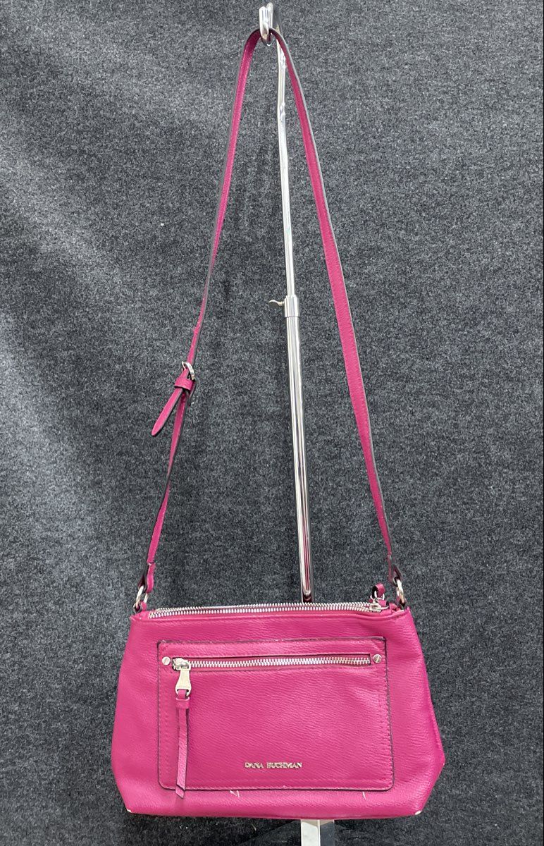 Dana Buchman Purple Leather Crossbody Bag Silver Hardware Adjustable Strap