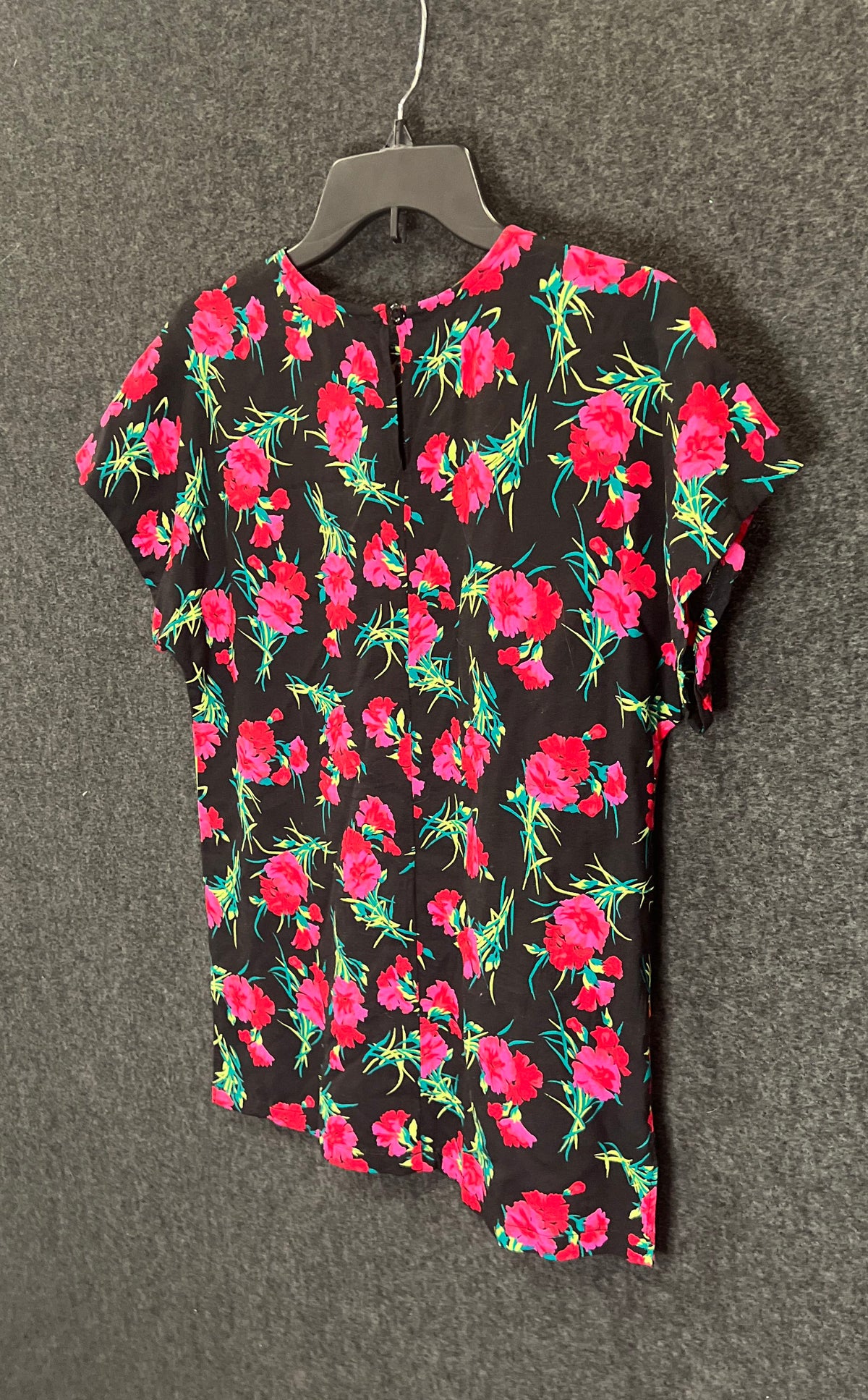 Vintage 90s Norton McNaughton Women's Black Pink Floral Blouse Sz 10