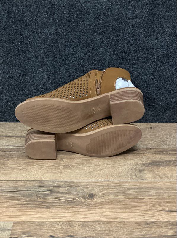 J. Adams Tracy Brown Perforated Peep Toe Booties Women's Size 9.5