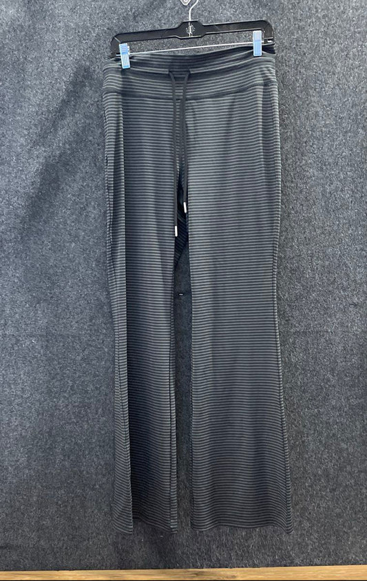 Halara Women's Black Striped Flared Leggings Drawstring Pockets NWT Sz L