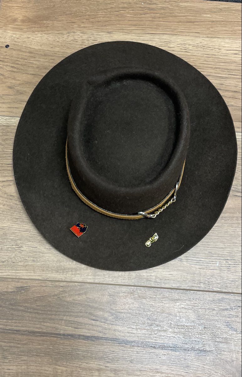 Ambassador Men's Vintage 90s Wool Felt Outback Bush Hat Brown Pins Sz M 57cm