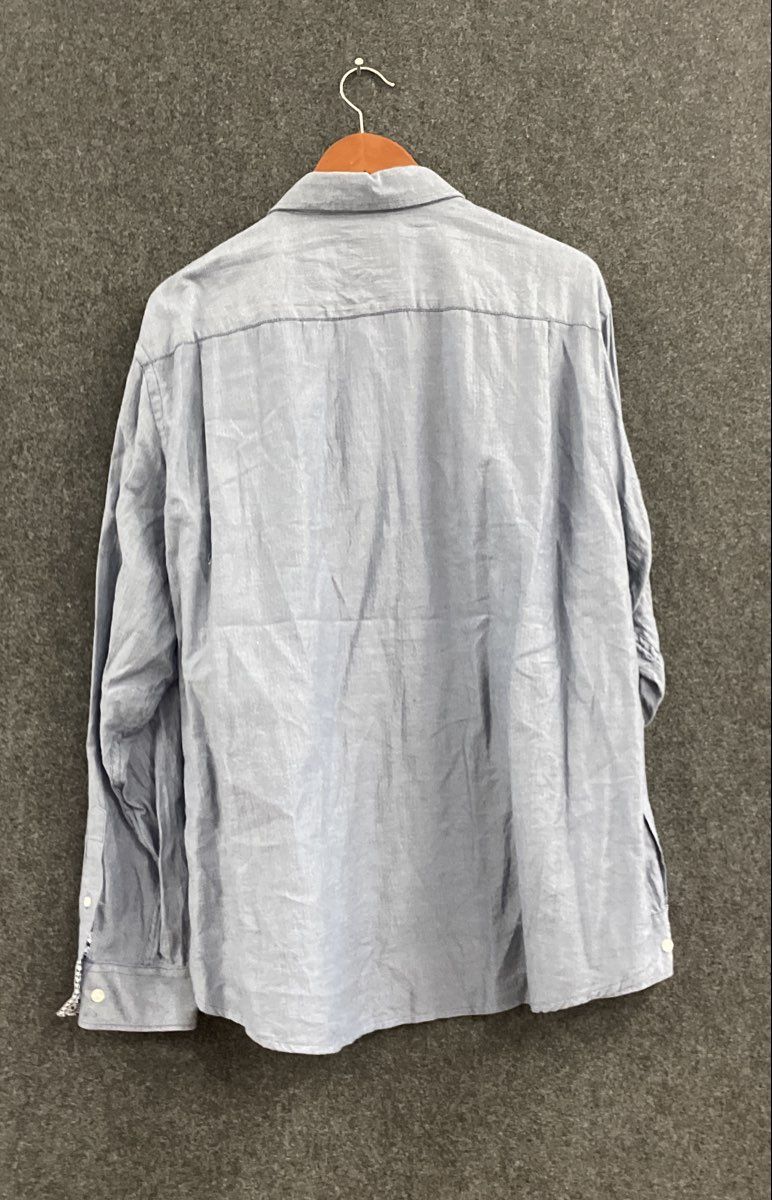 Ted Baker Men's Blue Herringbone Cotton Long Sleeve Button Up Shirt Sz XXL