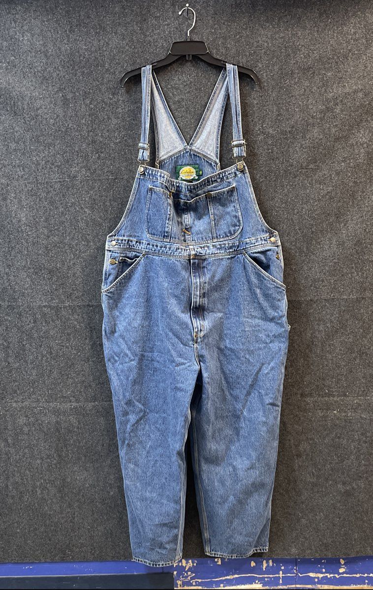 Vintage 90s Cabela's Men's Blue Denim Bib Overalls Carpenter Pants Sz 48x30