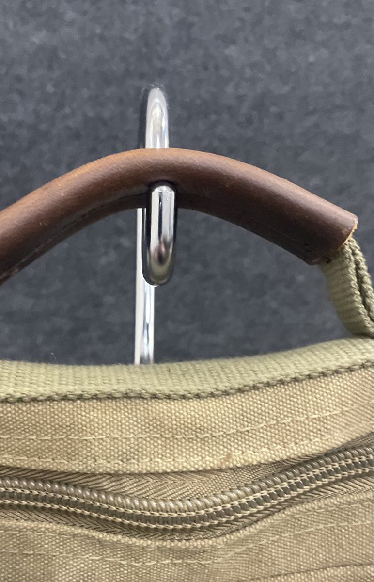 Green Canvas Leather Messenger Bag Laptop Briefcase Travel Multi-Pocket Large