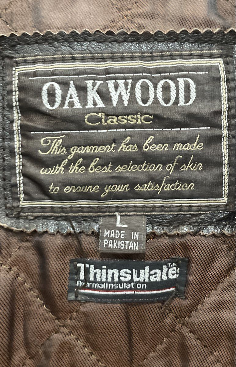 Vintage 90s Oakwood Classic Men's Brown Thinsulate Insulated Leather Car Coat L
