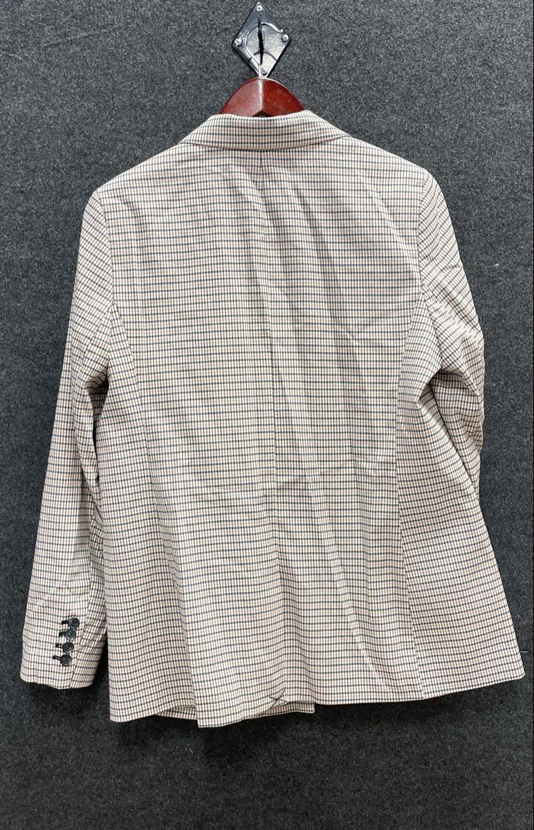 Liz Claiborne Women's Plaid Double Breasted Blazer Jacket Beige Size 14 NWT