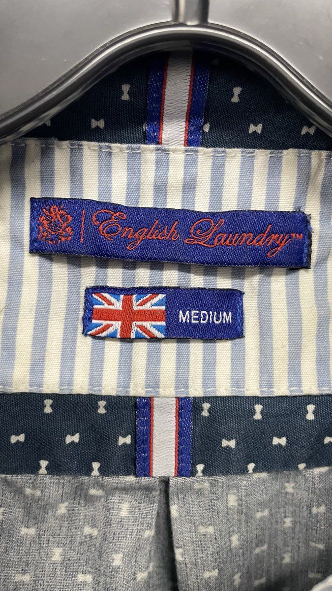 English Laundry Men's Blue Bowtie Pattern Short Sleeve Button Up Shirt Sz M